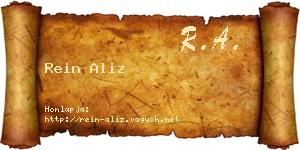 Rein Aliz névjegykártya